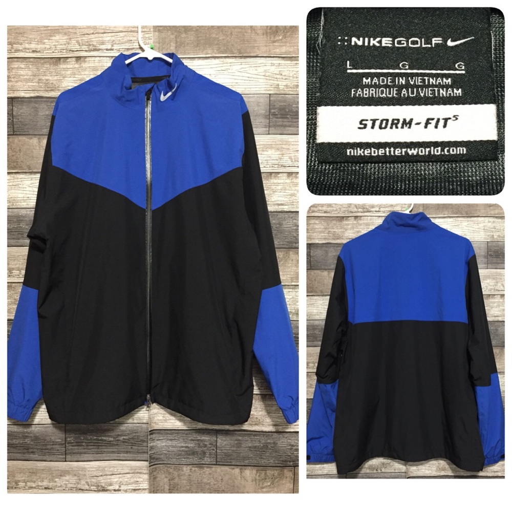 Nike Golf Storm Fit Windbreaker Jacket Men’s L Blue Black Full Zip (Read)